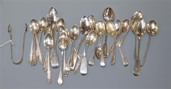 A set of ten Edwardian silver coffee spoon, Sheffield, 1906, a set of six coffee spoons, London, 1905/6 and 12 other items.